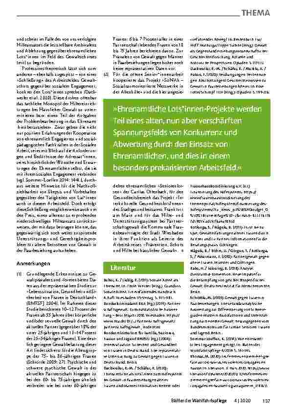 Vorschauseite 4: "Zum Hilfesystem lotsen" Einsatz von Ehrenamtlichen zur Schließung der Unterstützungslücke für ältere Betroffene von Gewalt in der Paarbeziehung