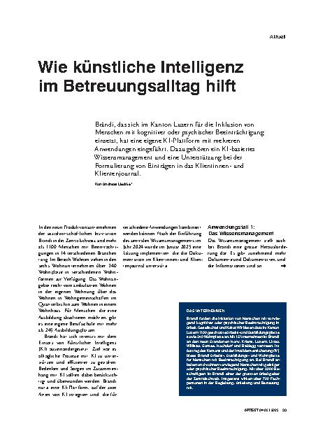 Vorschauseite 1: Wie künstliche Intelligenz im Betreuungsalltag hilft