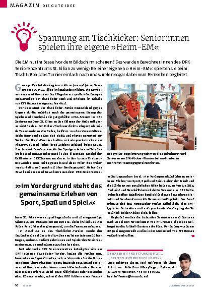 Vorschauseite 1: Spannung am Tischkicker: Senioren spielen ihre eigene »Heim-EM«