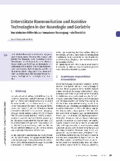 Vorschauseite 1: Unterstützte Kommunikation und Assistive Technologien in der Neurologie und Geriatrie