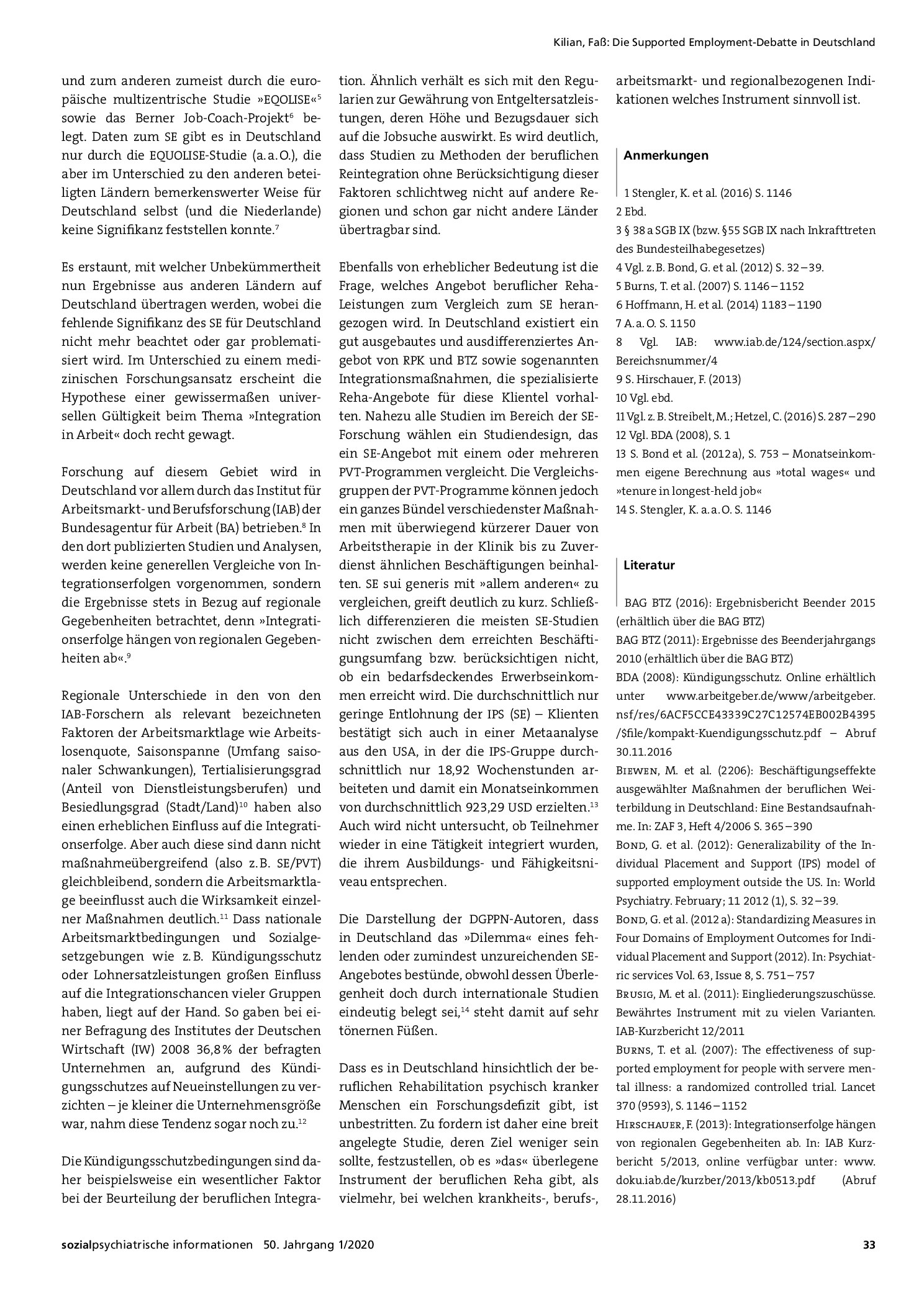 Vorschauseite 2: Die Supported Employment-Debatte in Deutschland. Kritische Anmerkungen aus methodischer Sicht