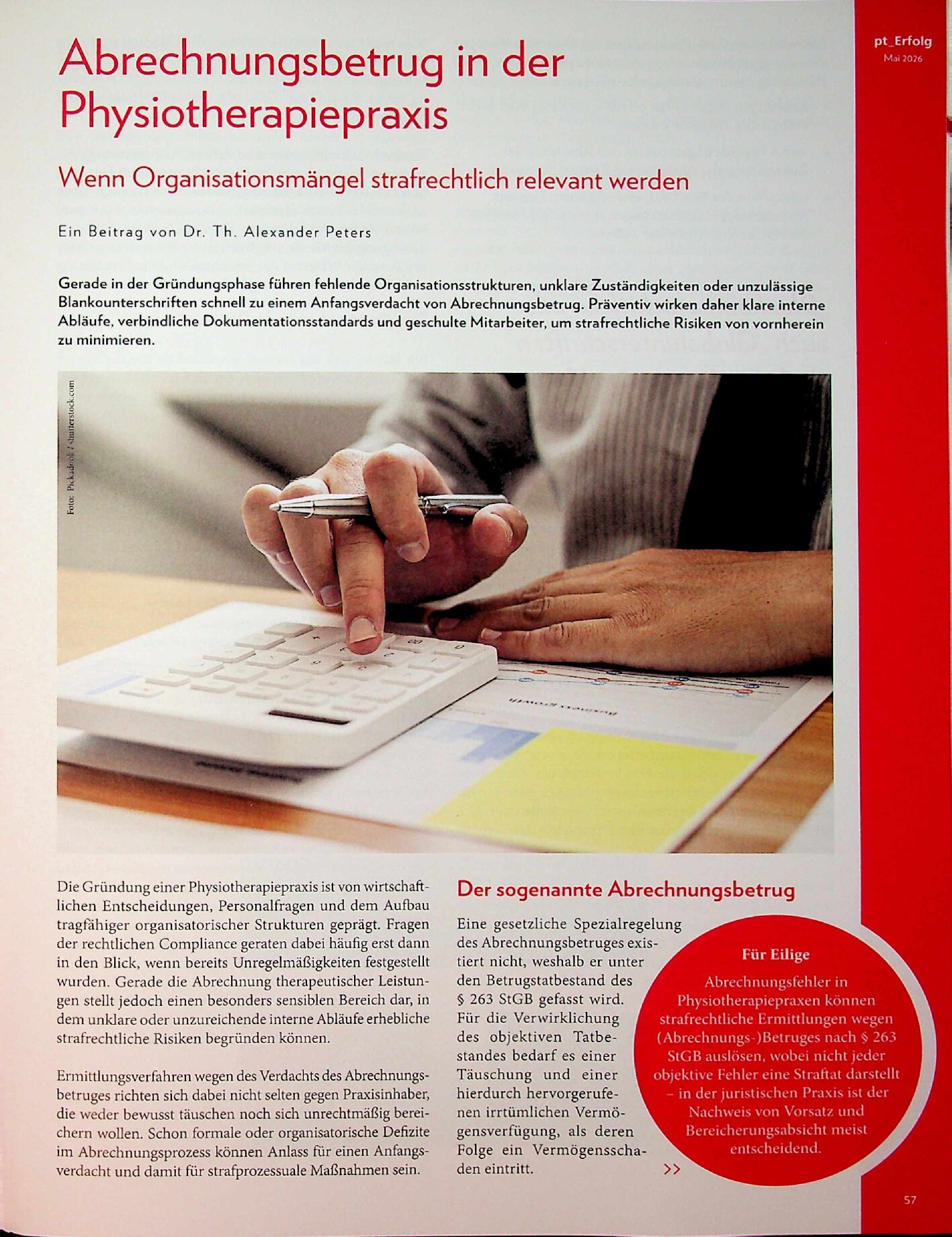 Vorschauseite 1: Abrechnungsbetrug in der Physiotherapiepraxis: Wenn Organisationsmängel strafrechtlich relevant werden