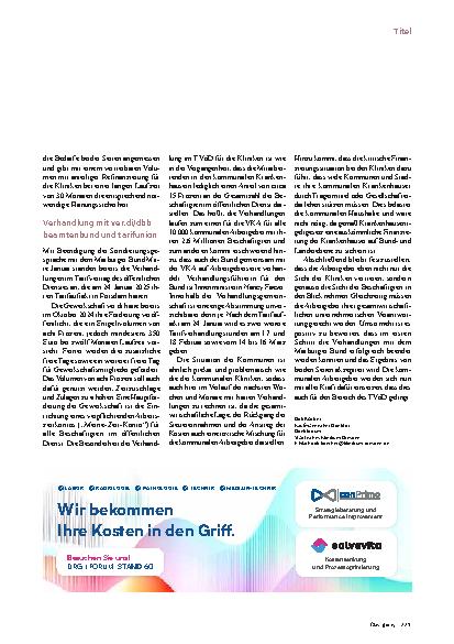 Vorschauseite 4: Tarife für kommunale Kliniken Zähe Verhandlungen