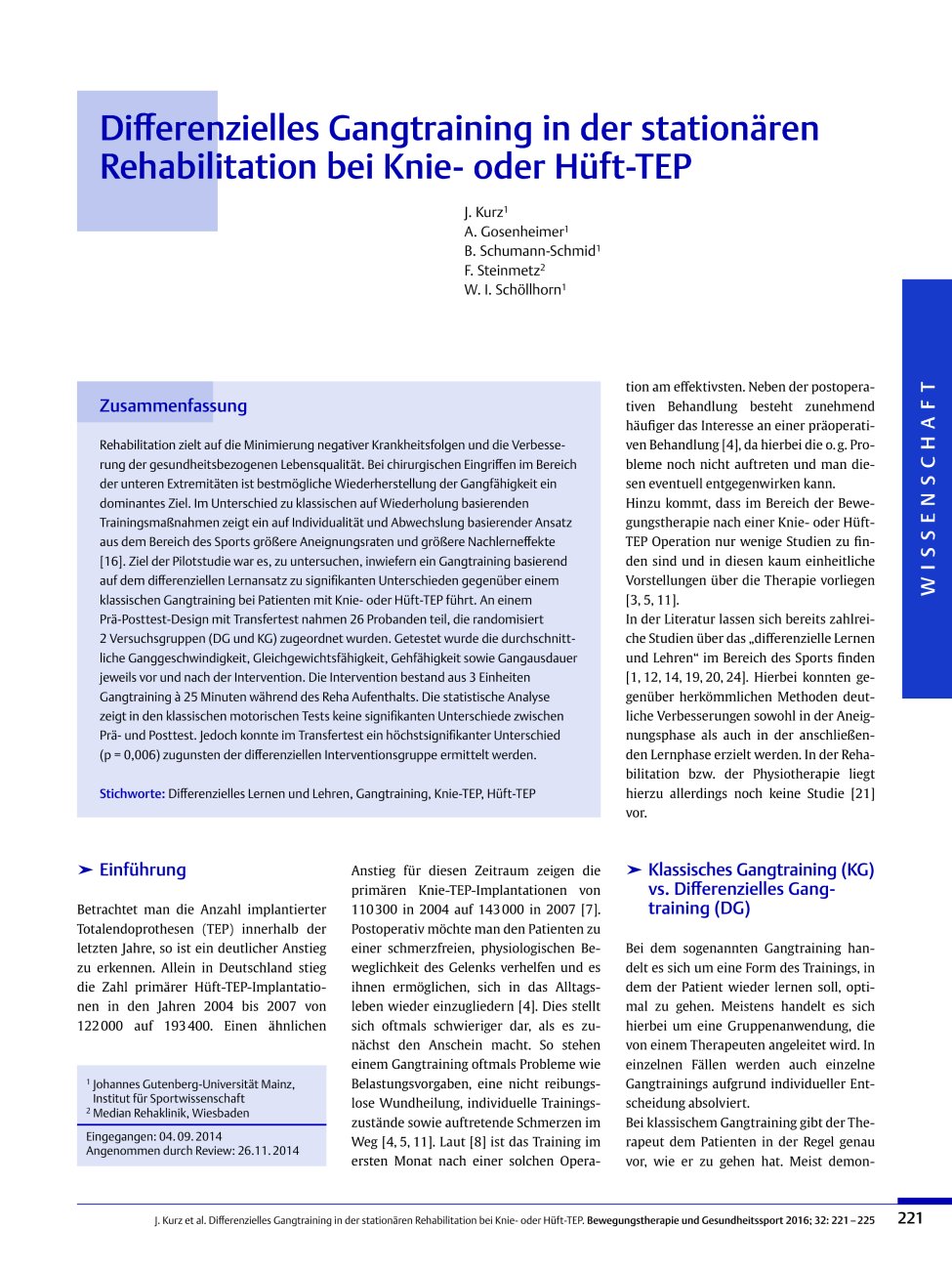 Vorschauseite 1: Differenzielles Gangtraining in der stationären Rehabilitation bei Knieoder Hüft-TEP