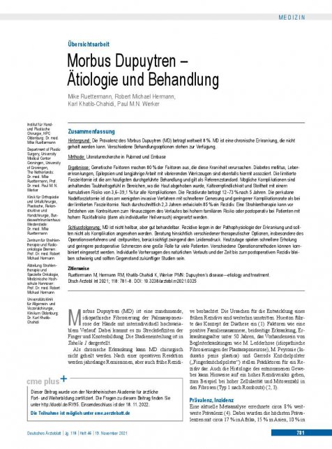 Vorschauseite 1: Morbus Dupuytren - Ätiologie und Behandlung