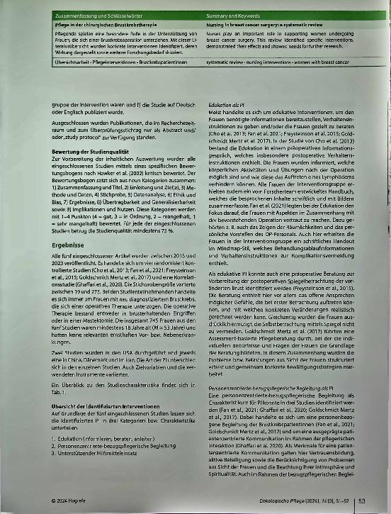 Vorschauseite 3: Pflege in der chirurgischen Brustkrebstherapie