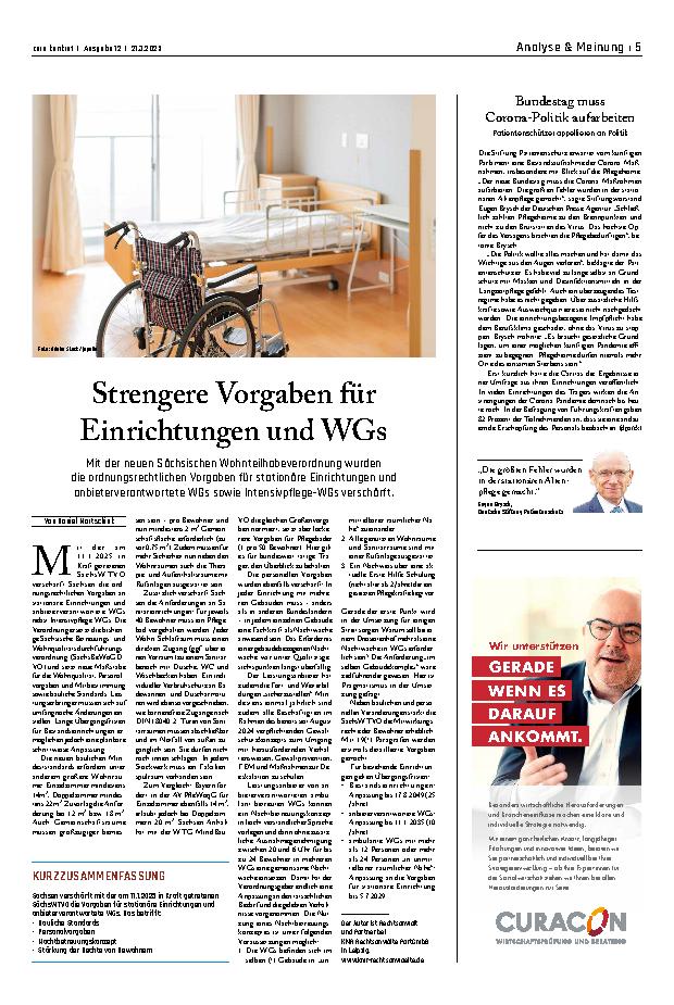 Vorschauseite 1: Strengere Vorgaben für Einrichtungen und WGs