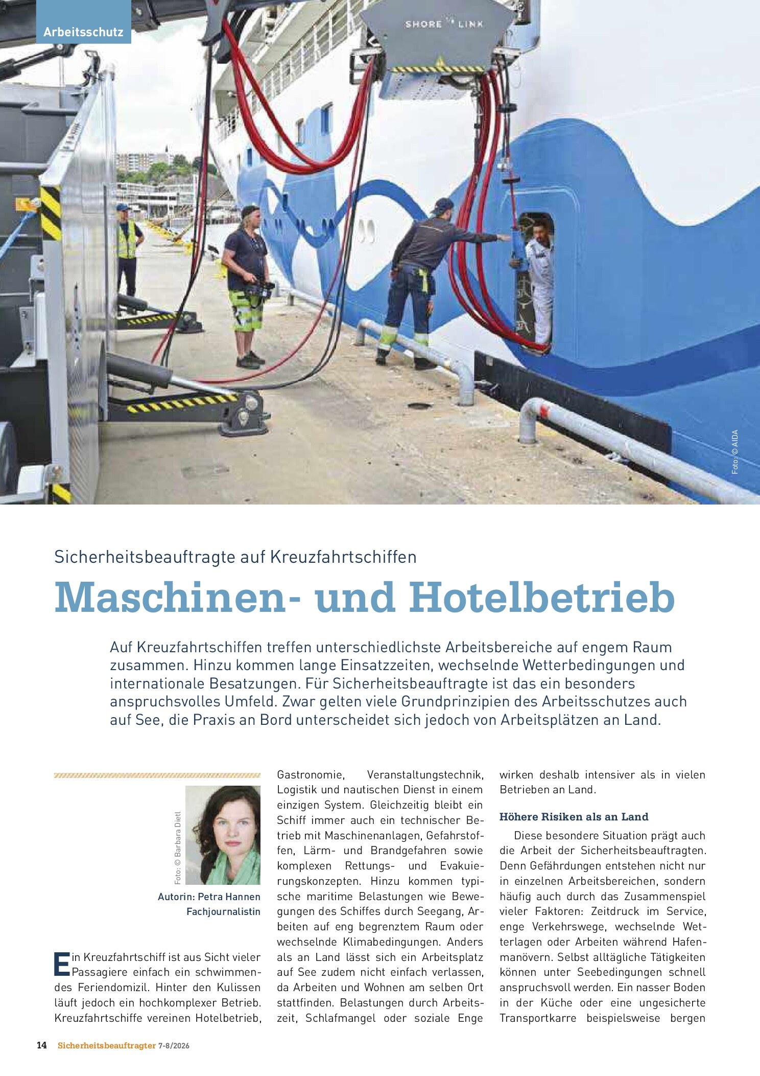 Vorschauseite 1: Sicherheitsbeauftragte auf Kreuzfahrtschiffen. Maschinen- und Hotelbetrieb