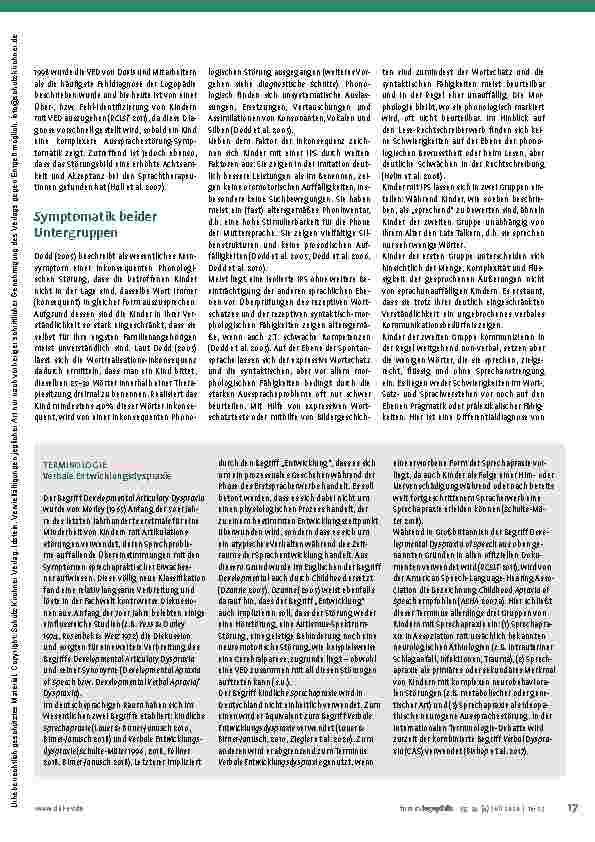 Vorschauseite 2: VED und IPS: Zwei seltene distinkte Störungsbilder Verbale Entwicklungsdyspraxie und Inkonsistente Phonologische Störung richtig unterscheiden und diagnostizieren