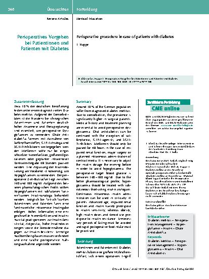 Vorschauseite 1: Perioperatives Vorgehen bei Patientinnen und Patienten mit Diabetes