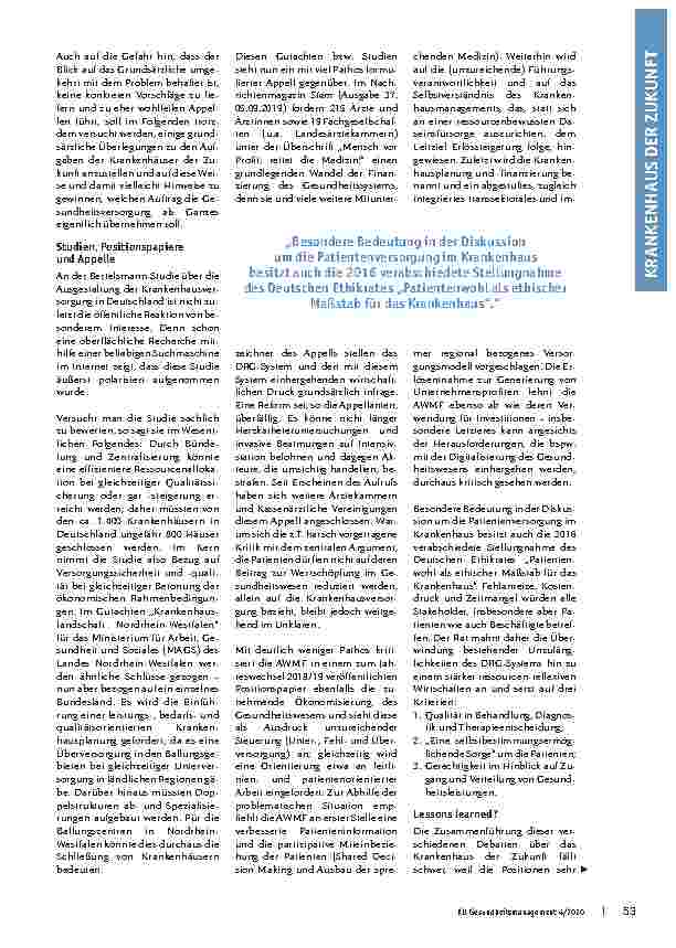 Vorschauseite 2: Das Krankenhaus der Zukunft: Grundsätzliche Überlegungen und Forderungen an die Politik sowie die Leistungserbringer.