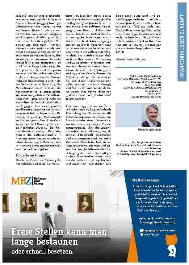 Vorschauseite 4: Das Krankenhaus der Zukunft: Grundsätzliche Überlegungen und Forderungen an die Politik sowie die Leistungserbringer.