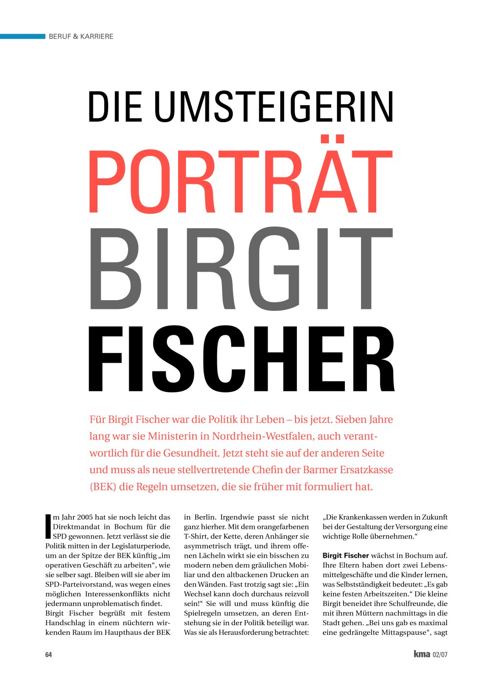 Vorschauseite 1: Porträt Birgit Fischer