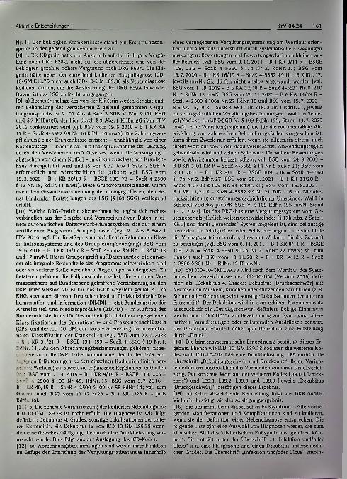 Vorschauseite 2: Krankenhausvergütung - Kodierung eines Dekubitus (ICD-10-GM 2016 Nr. L89.38) - Erfordernis einer durch Druckbelastung verursachten Gewebeschädigung