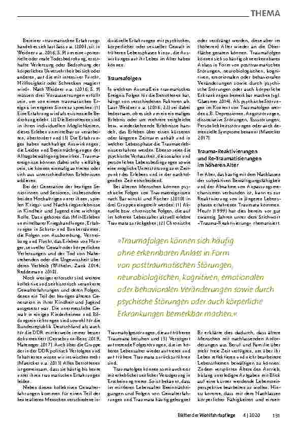 Vorschauseite 2: Gewalterfahrung im Lebensverlauf: Trauma-Reaktivierungen und Re-Traumatisierungen im Alter