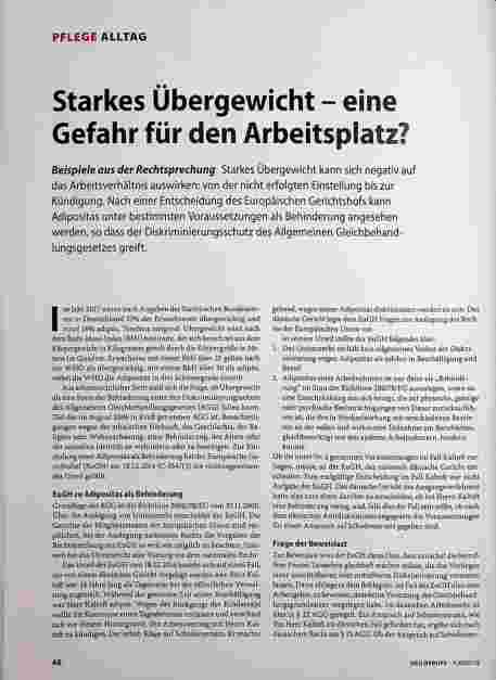 Vorschauseite 1: Starkes Übergewicht - eine Gefahr für den Arbeitsplatz?