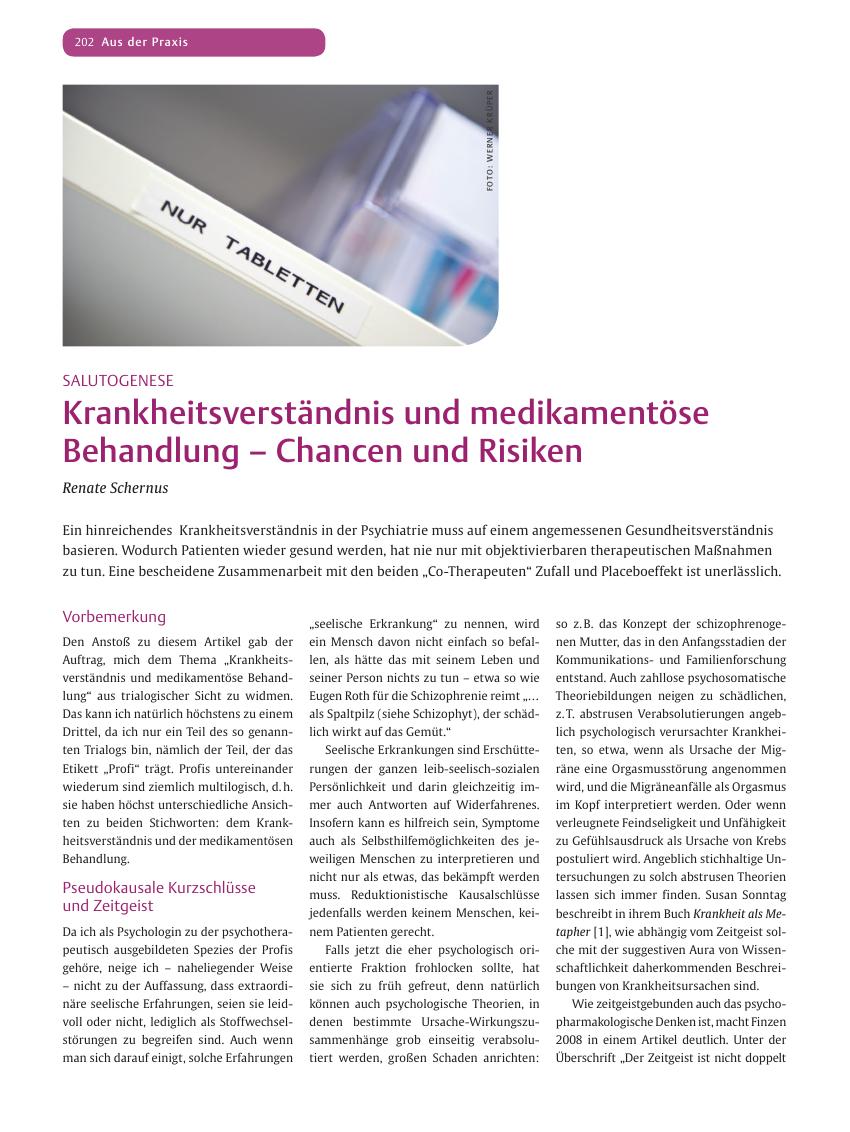 Vorschauseite 1: Krankheitsverständnis und medikamentöse Behandlung – Chancen und Risiken