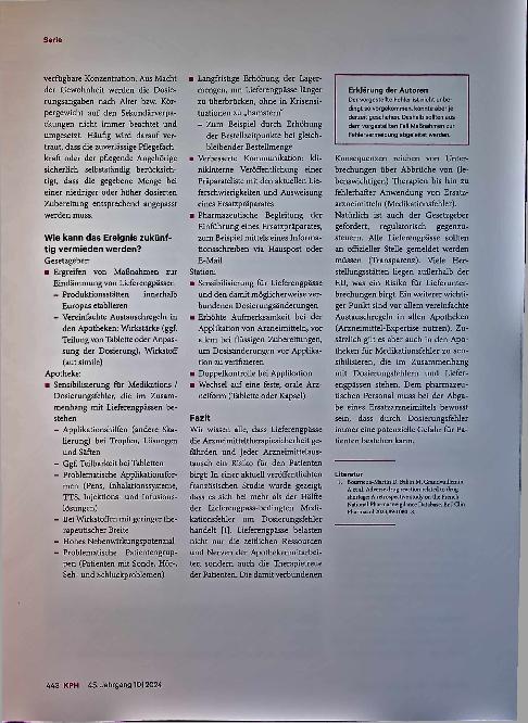Vorschauseite 2: Problematisch: Mangelware Arzneimittel - Dosierungsfehler durch Lieferengpässe
