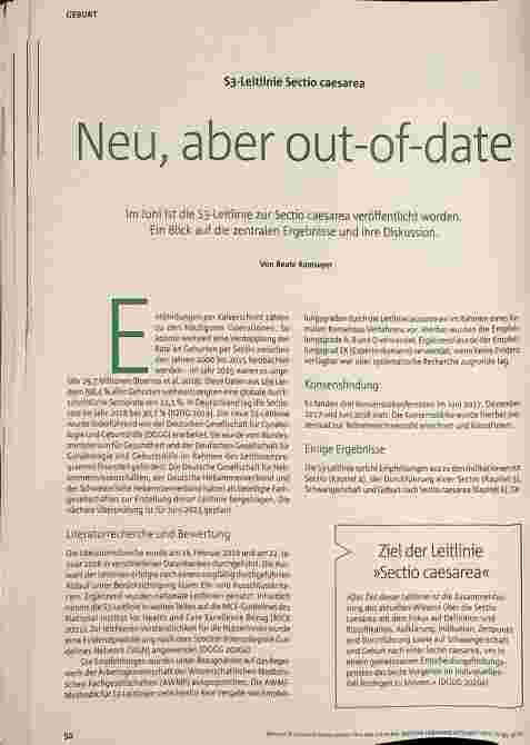 Vorschauseite 1: S3-Leitlinie Sectio caesarea Neu, aber out-of-date