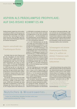 Vorschauseite 1: Aspirin als Präekklampsie-Prophylaxe: auf das Risiko kommt es an