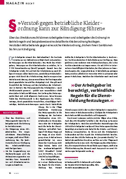 Vorschauseite 1: »Verstoß gegen betriebliche Kleiderordnung kann zur Kündigung führen«