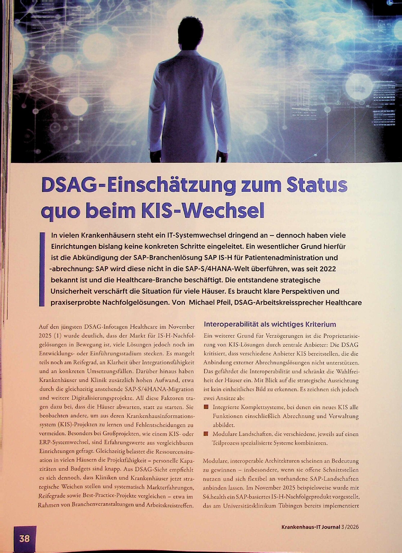Vorschauseite 1: DSAG-Einschätzung zu Systemen quo beim KIS-Wechsel