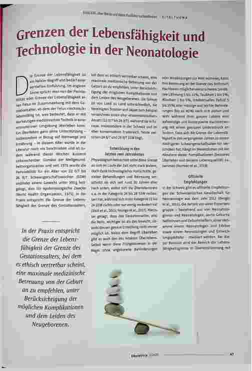 Vorschauseite 1: Grenzen der Lebensfähigkeit und Technologie in der Neonatologie
