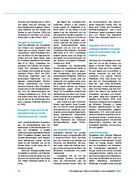 Vorschauseite 2: Grosseltern von Kindern und Jugendlichen mit einer Krebserkrankung Wie sind sie involviert, wie geht es ihnen und was brauchen sie?