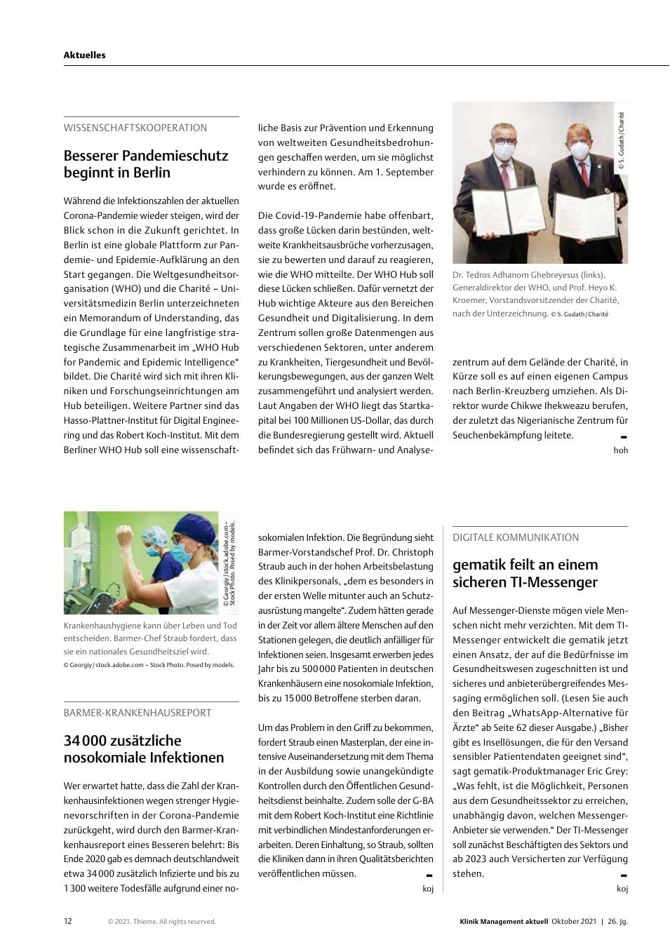 Vorschauseite 1: Wissenschaftskooperation: Besserer Pandemieschutz beginnt in Berlin