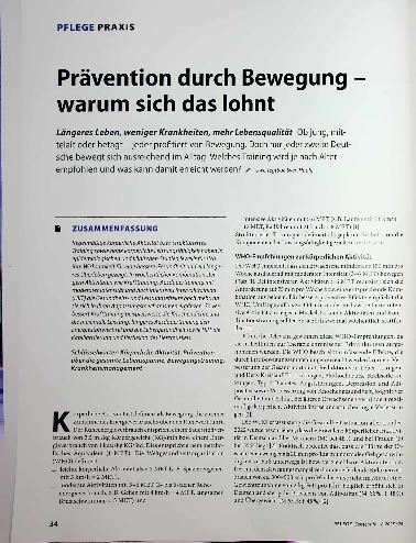 Vorschauseite 1: Prävention durch Bewegung - warum sich das lohnt
