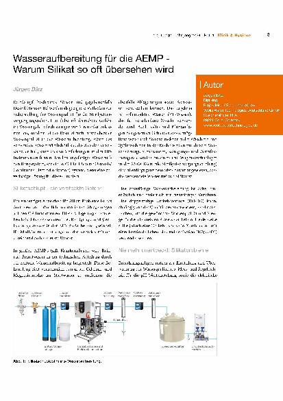 Vorschauseite 1: Wasseraufbereitung für die AEMP - Warum Silikat so oft übersehen wird