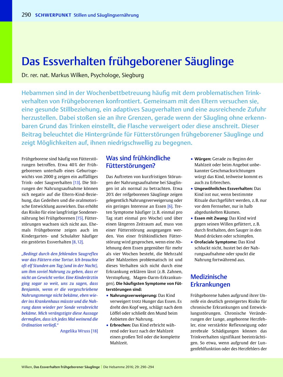 Vorschauseite 1: Das Essverhalten frühgeborener Säuglinge