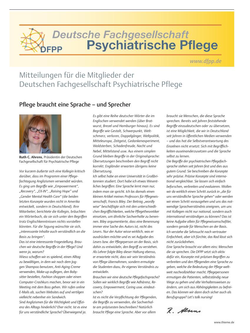Vorschauseite 1: Deutsche Fachgesellschaft Psychiatrische Pflege