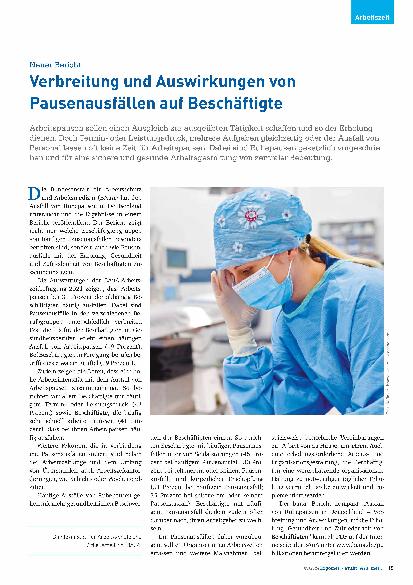 Vorschauseite 1: Verbreitung und Auswirkungen von Pausenausfällen auf Beschäftigte
