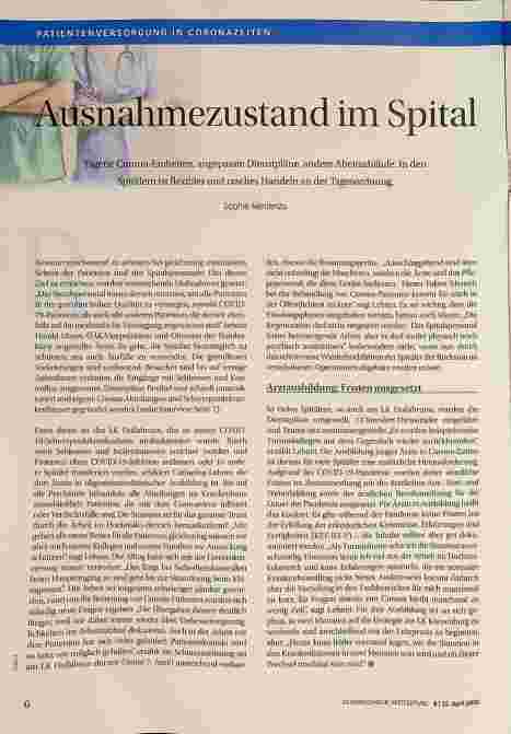 Vorschauseite 1: Ausnahmezustand im Spital