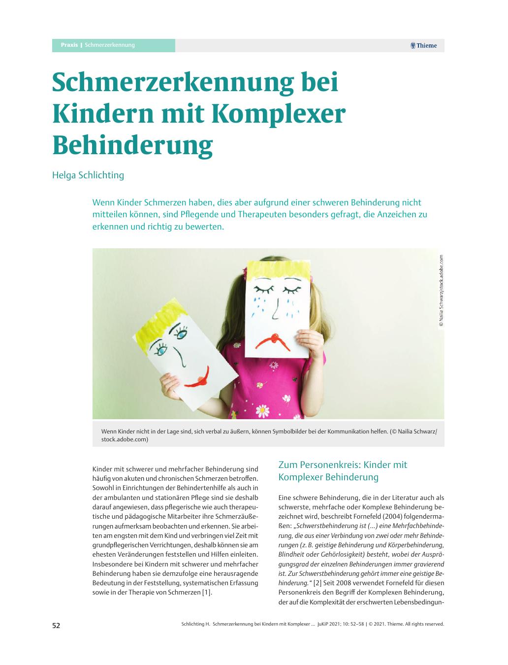 Vorschauseite 1: Schmerzerkennung bei Kindern mit komplexer Behinderung