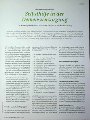 Vorschauseite 2: Selbsthilfe in der Demenzversorgung Zur Stärkung der Residenz und Umsetzung von Klientenzentrierung