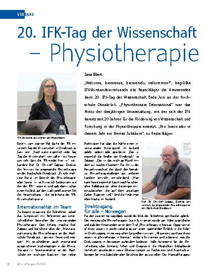 Vorschauseite 1: 20. IFK-Tag der Wissenschaft Physiotherapie
