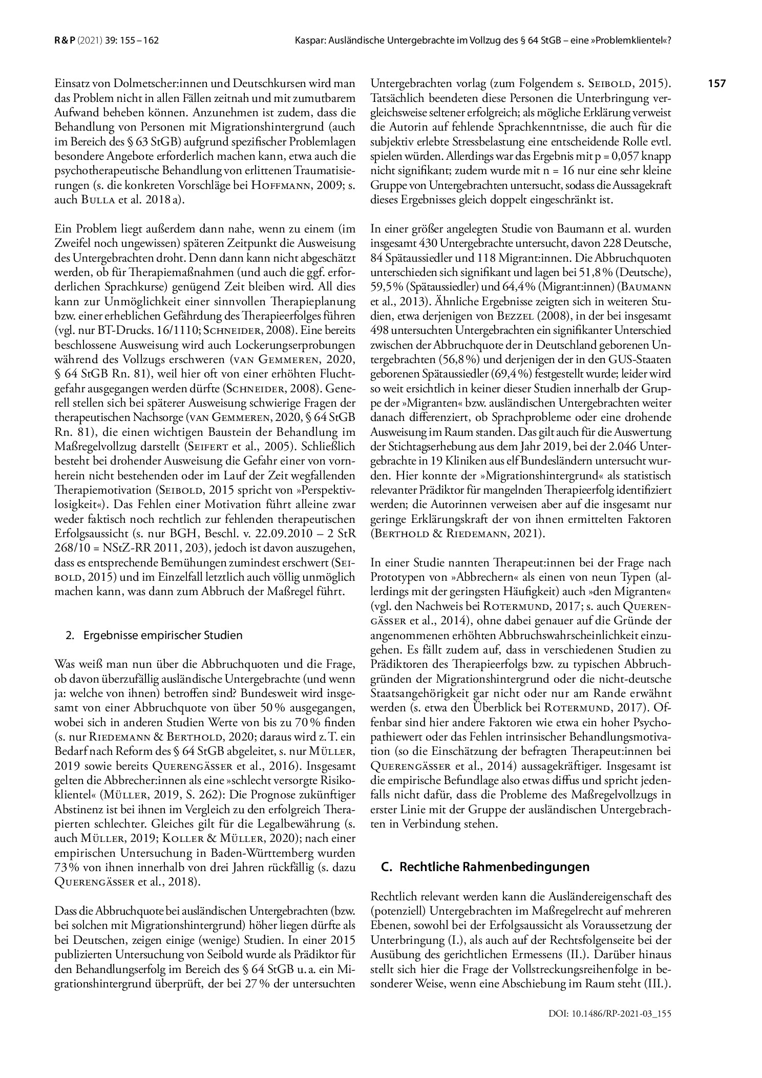 Vorschauseite 3: Ausländische Untergebrachte im Vollzug des § 64 StGB – eine »Problemklientel«?
