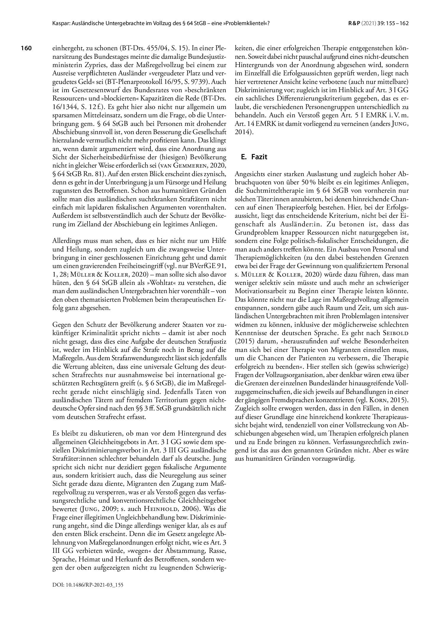Vorschauseite 6: Ausländische Untergebrachte im Vollzug des § 64 StGB – eine »Problemklientel«?
