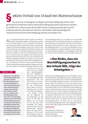 Vorschauseite 1: »Kein Verfall von Urlaub bei Mutterschutz«