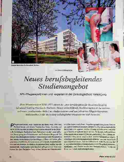 Vorschauseite 1: Neues berufsbegleitendes Studienangebot APN-Pflegeexpertinnen und -experten in der (onkologischen) Versorgung