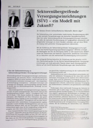 Vorschauseite 1: Sektorenübergreifende Versorgungseinrichtungen (SÜV) - ein Modell mit Zukunft?