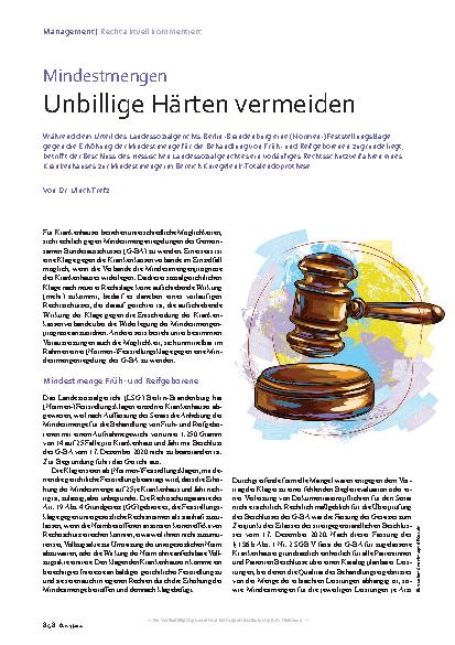 Vorschauseite 1: Mindestmengen Unbillige Härten vermeiden