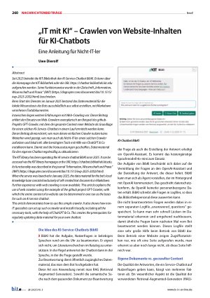 Vorschauseite 1: „IT mit KI“ – Crawlen von Website-Inhalten für KI-Chatbots Eine Anleitung für Nicht-IT-ler