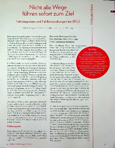 Vorschauseite 2: Nicht alle Wege führen sofort zum Ziel Fehldiagnosen und Fehlbehandlungen bei BPLS