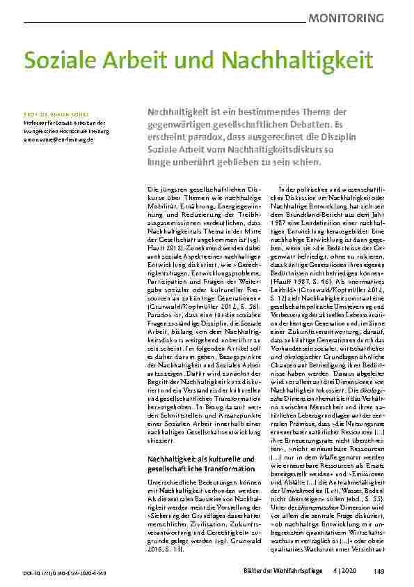 Vorschauseite 1: Soziale Arbeit und Nachhaltigkeit