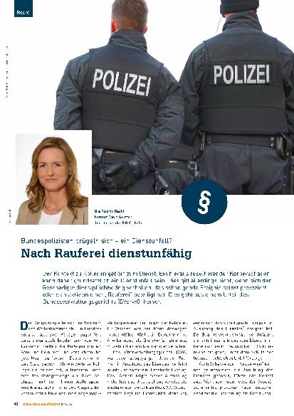 Vorschauseite 1: Bundespolizisten prügeln sich – ein Dienstunfall? Nach Rauferei dienstunfähig