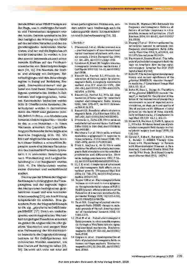Vorschauseite 4: Therapie mit pulsierenden elektromagnetischen Feldern – „nur“ Erfahrungsmedizin oder doch wissenschaftlich evidenzbasiert?