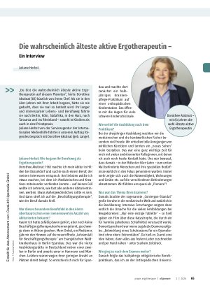 Vorschauseite 1: Die wahrscheinlich älteste aktive Ergotherapeutin –